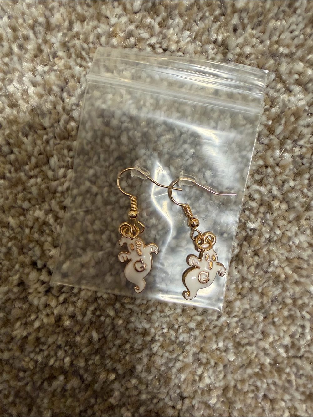 Gold-Tone White Ghost Charm Drop Earrings - Women's Jewelry